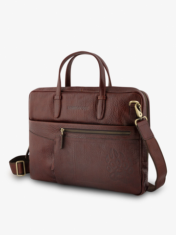 Кожаный портфель универсальный, компактный вишнёвого цвета