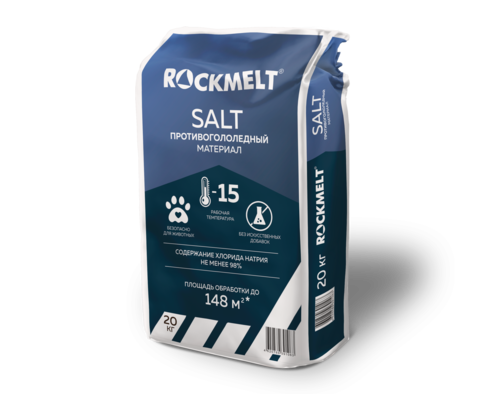 RockmeltSalt противогололедный материал - 15°С"  1000кг (50 мешков по 20кг)