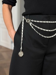 Пояс - цепочка с кожаной вставкой