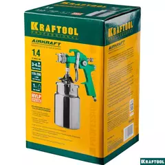 KRAFTOOL AirKraft, HVLP, 1.4мм, пневматический краскопульт с нижним бачком (06520-1.4)