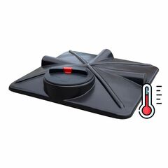 Плоский черный пластиковый бак для душа 110 л с подогревом Политим 110 л. прямоугольный (1000x1000x250см;черный) - арт.560732