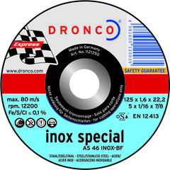 Абразивный отрезной диск Dronco AS30 S INOX 125x2,5x22,23 1121906
