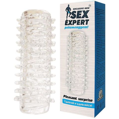 Прозрачная насадка 2-в-1 с шипами - 12 см. - Sex Expert Sex Expert SEM-55008