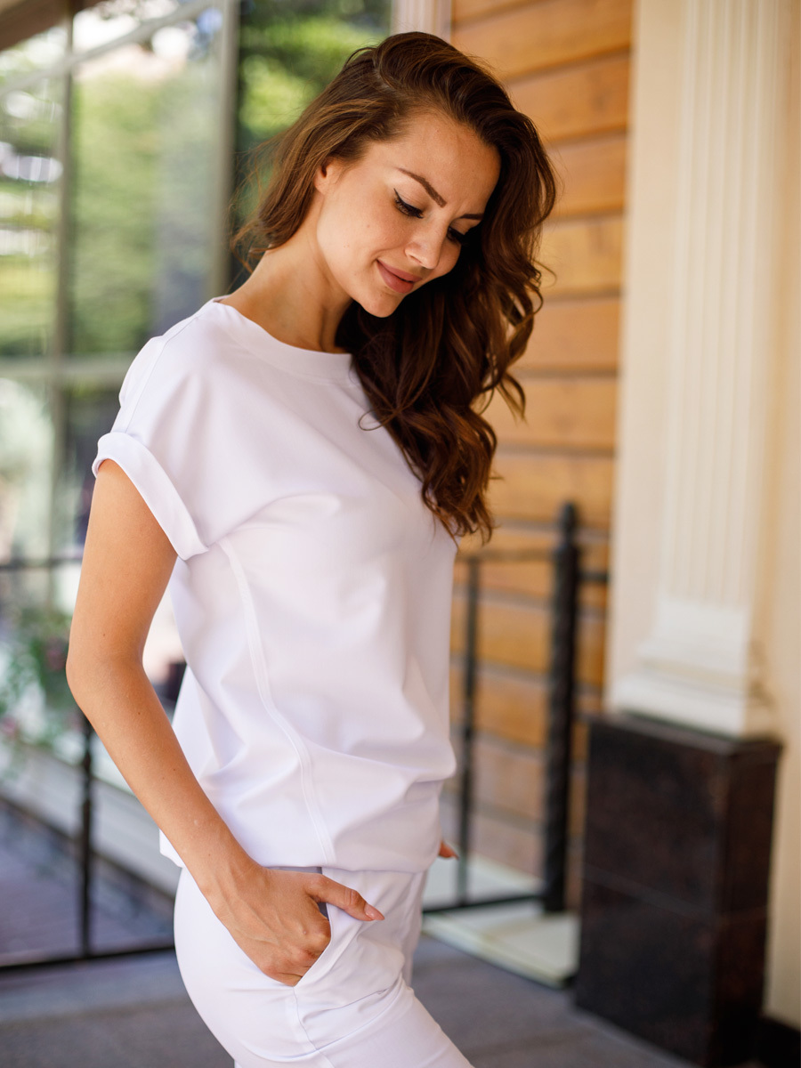 Женская блуза белая медицинская Бл-1019 либерти люкс