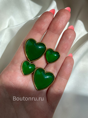Пуговицы зеленые сердечки