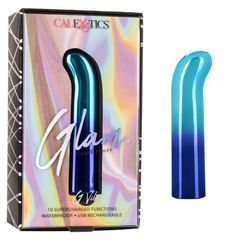 Голубой изогнутый мини-вибромассажер Glam G Vibe - 12 см. - 