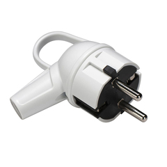 MAKEL  Вилка с заземляющими контактами с кольцом белая 10037