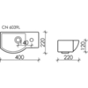 Ceramica Nova CN6039L Умывальник подвесной прямоугольный  с крепежом (чаша слева, отверстие под смеситель справа) Element 400*220*120мм