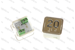 Кнопка (кнопочный модуль) KA302-S-R "20 этаж", квадратная, статическая красная подсветка, Брайль