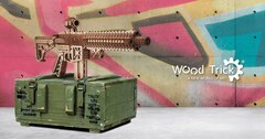 Штурмовая винтовка AR-T от Wood Trick - деревянный конструктор, 3D пазл, Сборная механическая модель, стреляет пульками