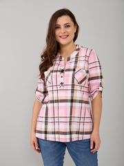 Блузка БЛ-131/розовый-клетка