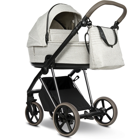 ROAN Коляска 2 в1 Sol Luxury короб + прогулка Pixel/Light/Nickel/руч.Cappuccino/к.Cappuccin(2 места)