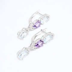 92021411 - Серебряные серьги с топазами и аметистами