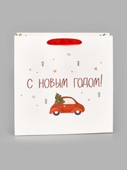 Пакет подарочный S квадрат, «Веселого Нового года», 22*22*11 см (Д*В*Ш), 1 шт.