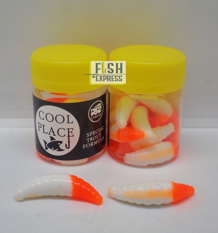 Форелевая силиконовая приманка COOL PLACE MAGGOT 1.6  цвет БЕЛО-ОРАНЖЕВЫЙ СЫР продажа от 2 шт.