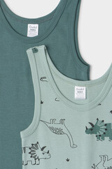 набор майка  для мальчика  К 1182-2уп/тем.малахит,голуб.прибой,динозавры