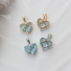 Подвеска Сердце с бледно-голубым фианитом, 14 мм, родий, П515