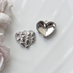 Подвеска с Сердце фактурное, 22*24 мм, родий, П838