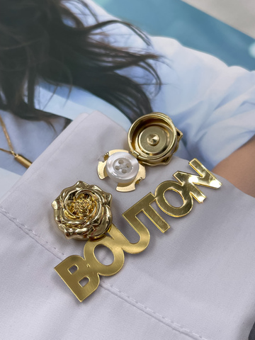 Накладка на пуговицу золотая в виде розы