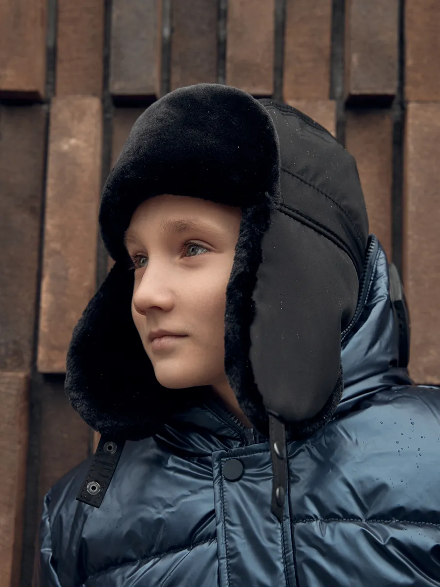 Шапка ушанка меховая теплая с флисом