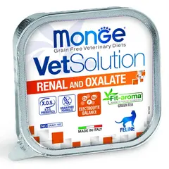 Влажный корм диетический Monge VetSolution Cat Renal and Oxalate Ренал и Оксалат для кошек при ХПН и профилактике образования оксалатов 100 г