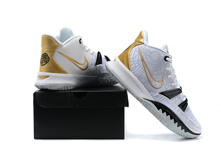white and gold kyrie 5