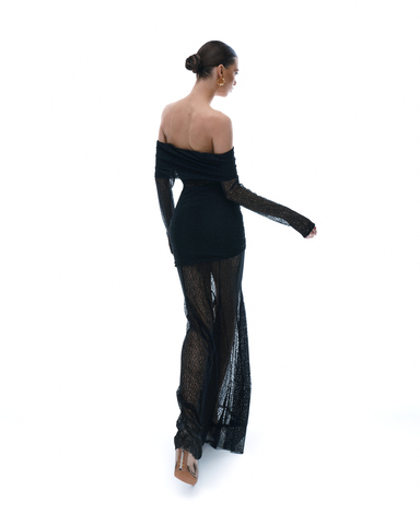 Платье в пол с драпировками из эластичной сетки"Gight Queen"