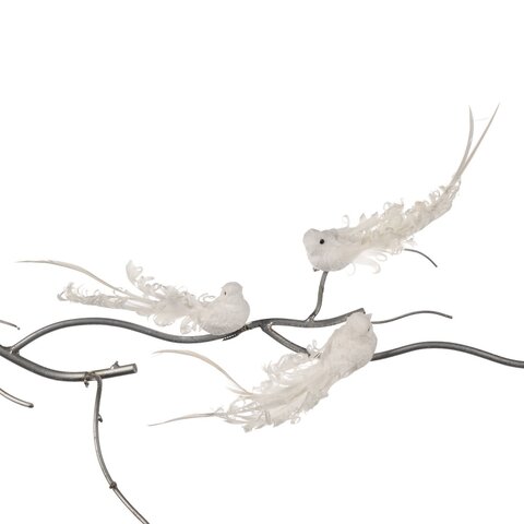 Набор украшений на елку 3шт 18см Goodwill Птицы белые с кружевом на клипсе