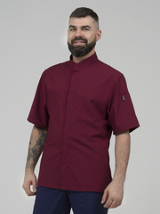 Бордовая мужская рубашка-китель "Мир" для повара и кондитера NVDesign