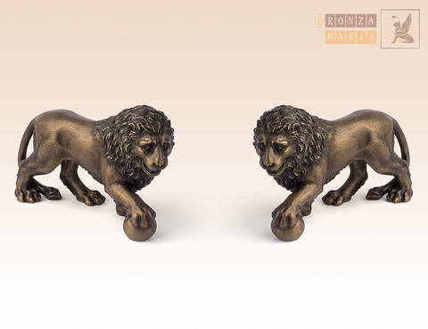 статуэтка Лев с шаром правый и левый (пара)