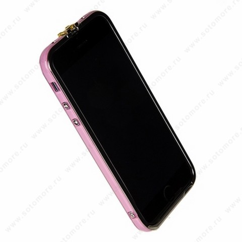 Бампер Heimeiren металический для iPhone 6s/ 6 розовый каемка серебро