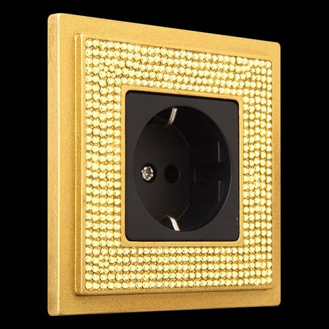 Рамки 1-о постовые для розеток и выключателей коллекция CRYSTALE DE LUXE ART BRIGHT GOLD