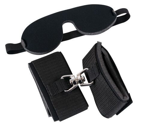 Набор БДСМ: наручники и маска на глаза чёрного цвета - Orion Bad Kitty 05212800000