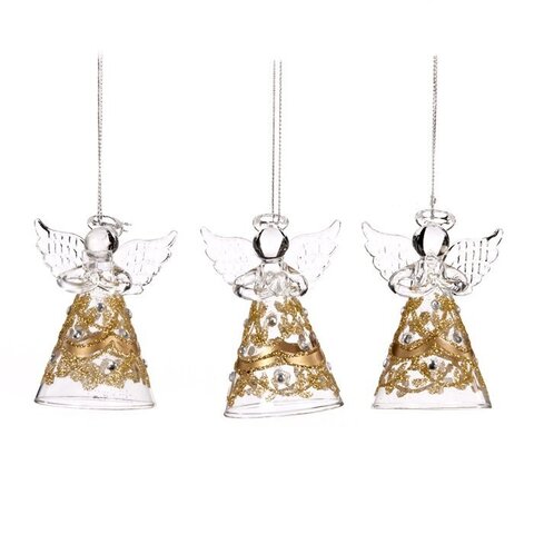 Набор украшений на елку 3шт 8см Goodwill Ангелы золотые