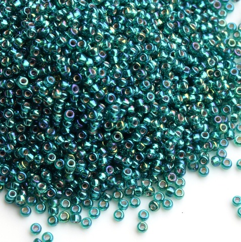 RR-1017 Бисер круглый Миюки 11/0 /Miyuki round 11/0 Silverlined ab Emerald
