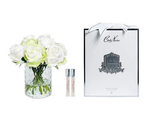 Букет роз ароматизированный и 2 спрея по 10мл Cote Noire Herringbone Clear белый/зеленый