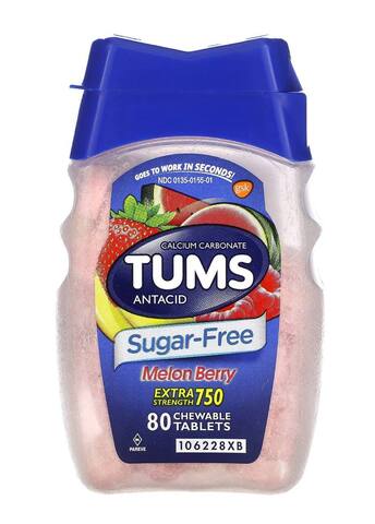 Tums Антацид повышенной силы, дыня и ягоды, 750 мг, 80 жевательных таблеток