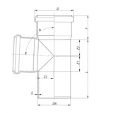 Тройник Ostendorf для внутренней канализации HTEA 50/50х87° (112400)