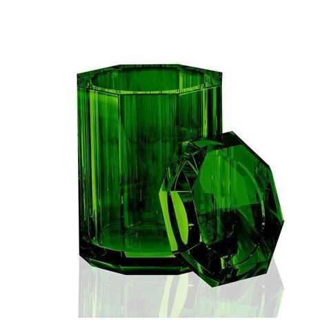 Decor Walther 0931496 Decor Walther Kristall BMD Баночка универсальная 9x9x14см, с крышкой, хрустальное стекло, цвет: английский зеленый