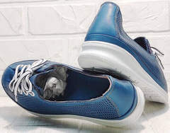 Летние кеды кроссовки для города женские стиль кэжуал Wollen P029-2096-24 Blue White.