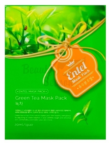 Маска тканевая с Экстрактом Зеленого Чая ENTEL Green Tea Mask Pack 1 шт.