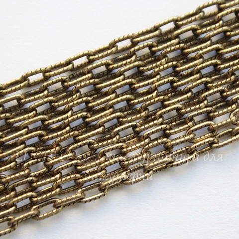 Винтажная цепь (звено 4х2 мм) (цвет - античное золото), 10 см