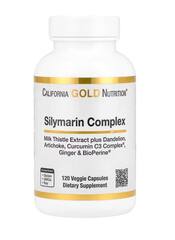 California Gold Nutrition Комплекс силимарина, экстракт расторопши с одуванчиком, артишок, комплекс куркумина C3, имбирь и BioPerine, 120 растительных капсул