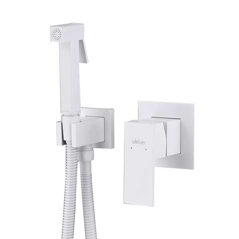 Abber AF8225W Смеситель Abber Daheim AF8225W с гигиеническим душем, белый матовый