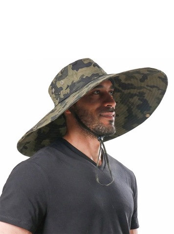 Картинка шляпа Skully Wear extra wide Brim green camo - 13