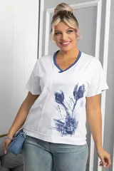 Блуза Лотус НЬЮ (бело-синяя) Б13975-20М LT Collection