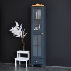 Шкаф витрина Бритта однодверный серый/антик