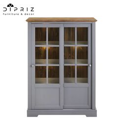 Шкаф-витрина деревянная Лэйквью 103х41х139 см, сервант с 2 раздвижными дверями из массива сосны