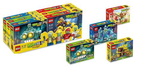 Конструктор Зомби против растений 4 вида, 168-195дет. в уп 8шт. Цена за шт.