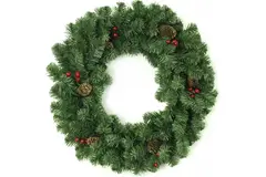 Венок MOROZCO Новогодний-16 зеленый, с шишками и ягодами, ПВХ ВН-16